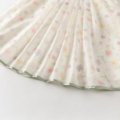 Dave&Bella Toddler Girls Summer Floral Chinese-style Flutter-sleeve Shining Mesh Dress