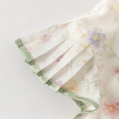 Dave&Bella Toddler Girls Summer Floral Chinese-style Flutter-sleeve Shining Mesh Dress