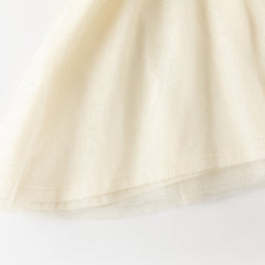 Dave&Bella Summer Toddler Girls Apricot Bubble Sleeve Comfortable Mesh A-line T-shirts