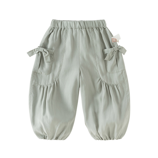 Dave&Bella Summer Toddler Girls Grey Green Comfortable Loose Jogger Pants