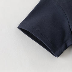 Dave&Bella Kids Boys Summer Navy Blue College-style Soft Short Sleeve Polos