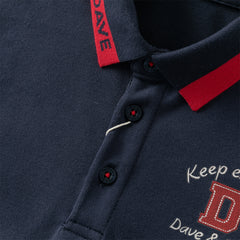 Dave&Bella Kids Boys Summer Navy Blue College-style Soft Short Sleeve Polos