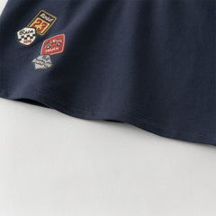 Dave&Bella Kids Boys Summer Navy Blue College-style Soft Short Sleeve Polos
