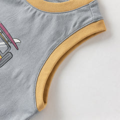 Dave&Bella Summer Toddler Boys Sleeveless Car Print Casual Comfortable Tank Tops
