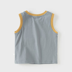 Dave&Bella Summer Toddler Boys Sleeveless Car Print Casual Comfortable Tank Tops