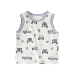 Dave&Bella Summer Toddler Boys Sleeveless Car Print Casual Comfortable Tank Tops