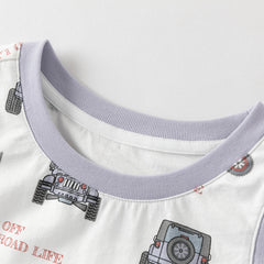 Dave&Bella Summer Toddler Boys Sleeveless Car Print Casual Comfortable Tank Tops