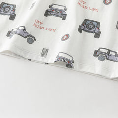 Dave&Bella Summer Toddler Boys Sleeveless Car Print Casual Comfortable Tank Tops