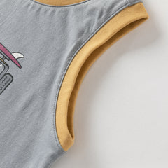 Dave&Bella Summer Toddler Boys Sleeveless Car Print Casual Comfortable Tank Tops