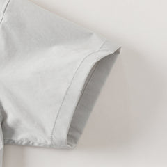 Dave&Bella Summer Kids Boys Elegant Grey Short Sleeve Casual Comfortable Outfit Sets