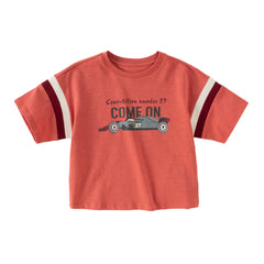 Dave&Bella Toddler Boys Summer Red/Black Short Sleeve Versatile Stretchy T-shirts