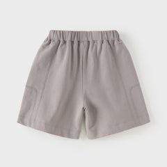 Dave&Bella Summer Toddler Boys Versatile Grey Adjustable-waistband Cotton Shorts