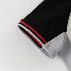 Dave&Bella Toddler Boys Summer Red/Black Polo Collar Outdoor Sports Outfit Sets