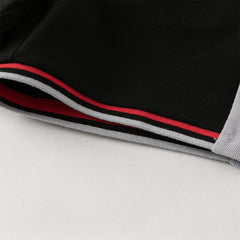 Dave&Bella Toddler Boys Summer Red/Black Polo Collar Outdoor Sports Outfit Sets