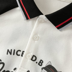 Dave&Bella Toddler Boys Summer Red/Black Polo Collar Outdoor Sports Outfit Sets