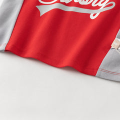 Dave&Bella Toddler Boys Summer Red/Black Polo Collar Outdoor Sports Outfit Sets