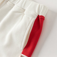 Dave&Bella Toddler Boys Summer Red/Black Polo Collar Outdoor Sports Outfit Sets