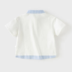 Dave&Bella Toddler Boys Summer Casual White Short Sleeve Breathable College-style Polos