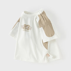 Dave&Bella Summer Kids Boys White/Blue Casual Short Sleeve Stretchable T-shirts
