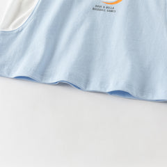 Dave&Bella Toddler Boys Summer Blue/White Sleeveless Outdoor Sports Tank Tops