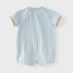 Dave&Bella Baby Boys Summer Sky Blue Short-sleeved Comfortable Cotton Indoor Rompers