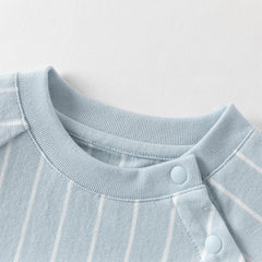Dave&Bella Baby Boys Summer Sky Blue Short-sleeved Comfortable Cotton Indoor Rompers