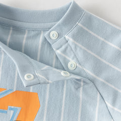 Dave&Bella Baby Boys Summer Sky Blue Short-sleeved Comfortable Cotton Indoor Rompers