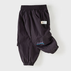 Dave&Bella Toddler Boys Summer Purple/Apricot Lightweight Loose Jogger Pants