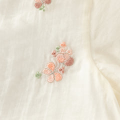Dave&Bella Kids Girls Summer Milk White Chinese-style Embroidery Turtle Mesh Skirt Suits