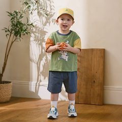 Dave&Bella Summer Toddler Boys Green Map Print Pure Cotton Top Short Sets