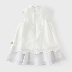 Dave&Bella Summer Toddler Girls White Chinese Style Party A-line Dress(wallet bag)