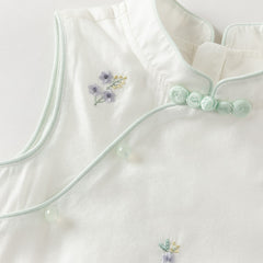 Dave&Bella Summer Toddler Girls White Chinese Style Party A-line Dress(wallet bag)