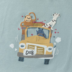 Dave&Bella Summer Toddler Boys Blue Casual Comfortable Cute Car Print Top Shorts Sets
