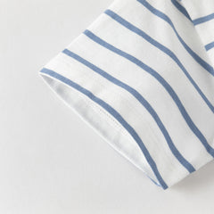 Dave&Bella Toddler Boys Summer Fashion Striped Red/Blue Breathable Casual T-shirts