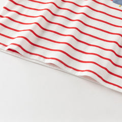 Dave&Bella Toddler Boys Summer Fashion Striped Red/Blue Breathable Casual T-shirts