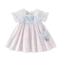 Dave&Bella Toddler Girls Summer Butterfly Print Chinese-style Mesh Dress(wallet bag)