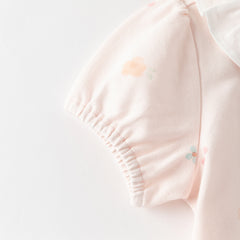 Dave&Bella Summer Toddler Girls Sweet Pink Print Soft Stretchable College-style Polos