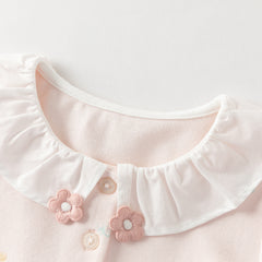 Dave&Bella Summer Toddler Girls Sweet Pink Print Soft Stretchable College-style Polos