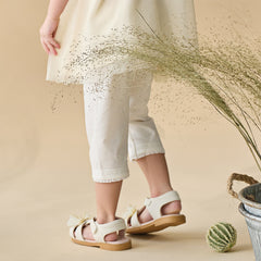 Dave&Bella Toddler Girls Summer Versatile Beige/Purple Stretchable Soft Pants