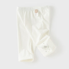 Dave&Bella Toddler Girls Summer Versatile Beige/Purple Stretchable Soft Pants