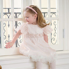 Dave&Bella Summer Toddler Girls Adorable Light Pink Flutter Sleeve Soft Mesh Dress