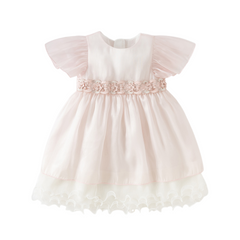 Dave&Bella Summer Toddler Girls Adorable Light Pink Flutter Sleeve Soft Mesh Dress