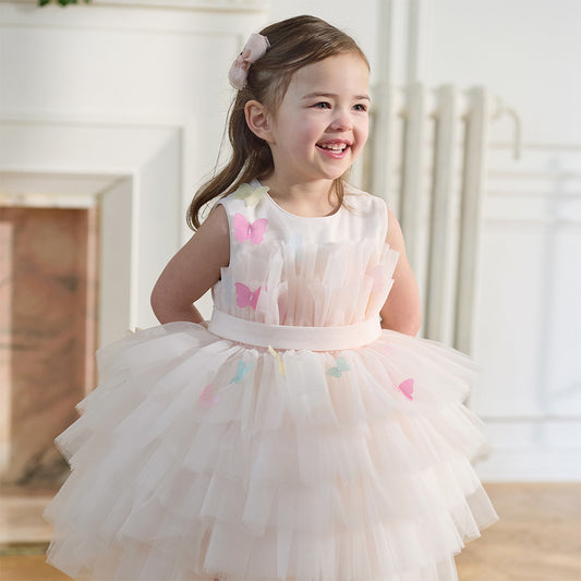 Dave&Bella Kids Girls Summer Sweet Pink A-line Fluffy Tulle Party Princess Dress