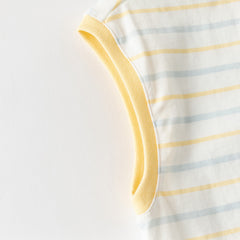 Dave&Bella Summer Toddler Boys Yellow Striped Cute Print Comfortable Sleeveless Sets