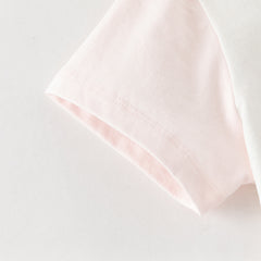 Dave&Bella Toddler Girls Summer Adorable Pink/White Short Sleeve Cotton Casual T-shirts