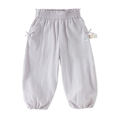 Dave&Bella Toddler Girls Summer Purple/Grey Adjustable-waistband Loose Jogger Pants