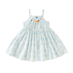 Dave&Bella Summer Toddler Girls Floral Print 3D flowers Desgin Spaghetti Strap Dress