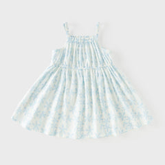Dave&Bella Summer Toddler Girls Floral Print 3D flowers Desgin Spaghetti Strap Dress