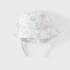Dave&Bella Toddler Girls Stylish Purple Floral Print Lightweight Cotton Fisherman Hats