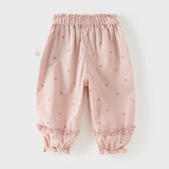 Dave&Bella Toddler Girls Summer Pink/Beige Print Loose Lightweight Soft Jogger Pants